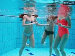 Hot girls undress in the pool