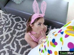 Tiny easter bunny babe gets twat pounded