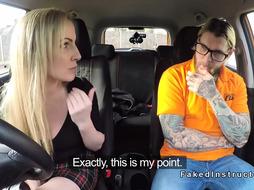 Fake driving instructor fucking blonde pov
